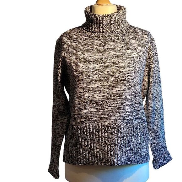 Basler Black and White Tweed Heavy Knit Turtleneck Size 16 NWOT - Picture 1 of 8